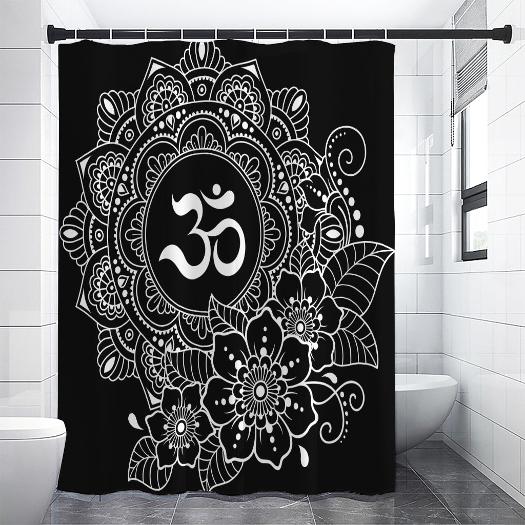 Black And White Om Print Shower Curtain