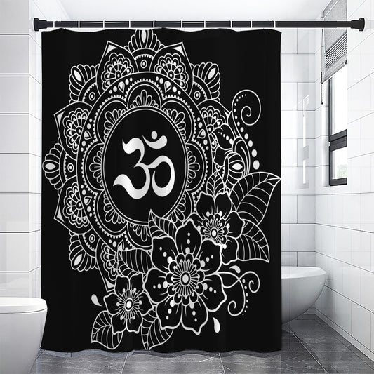 Black And White Om Print Shower Curtain