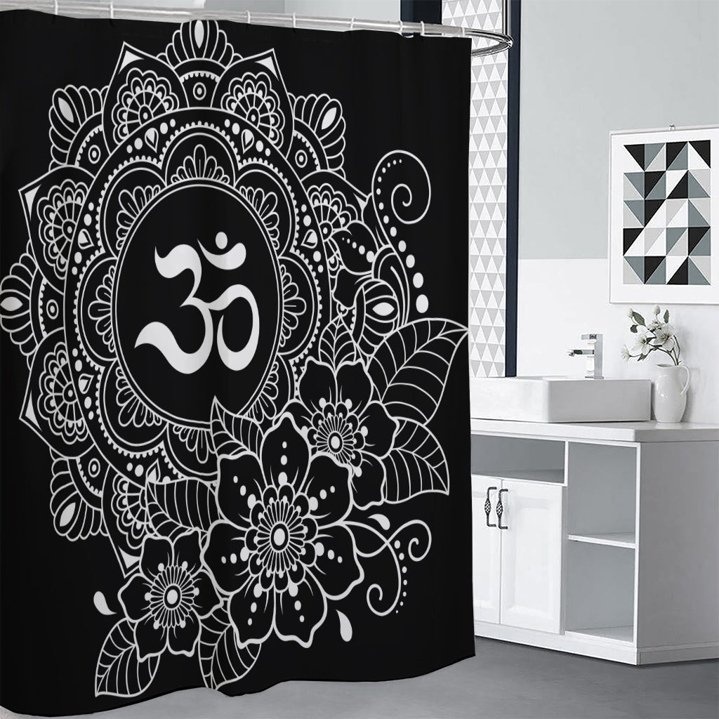 Black And White Om Print Shower Curtain