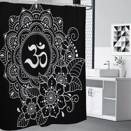 Black And White Om Print Shower Curtain