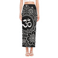 Black And White Om Print Side Slit Maxi Skirt