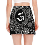 Black And White Om Print Side Slit Mini Skirt