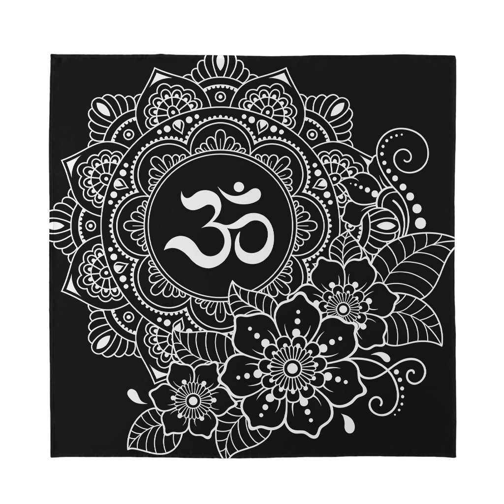 Black And White Om Print Silk Bandana