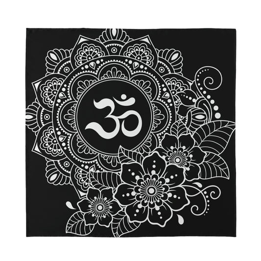 Black And White Om Print Silk Bandana