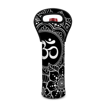 Black And White Om Print Single Neoprene Wine Tote