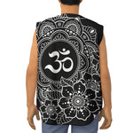 Black And White Om Print Sleeveless Baseball Jersey