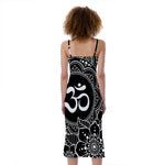 Black And White Om Print Slim Fit Midi Cami Dress