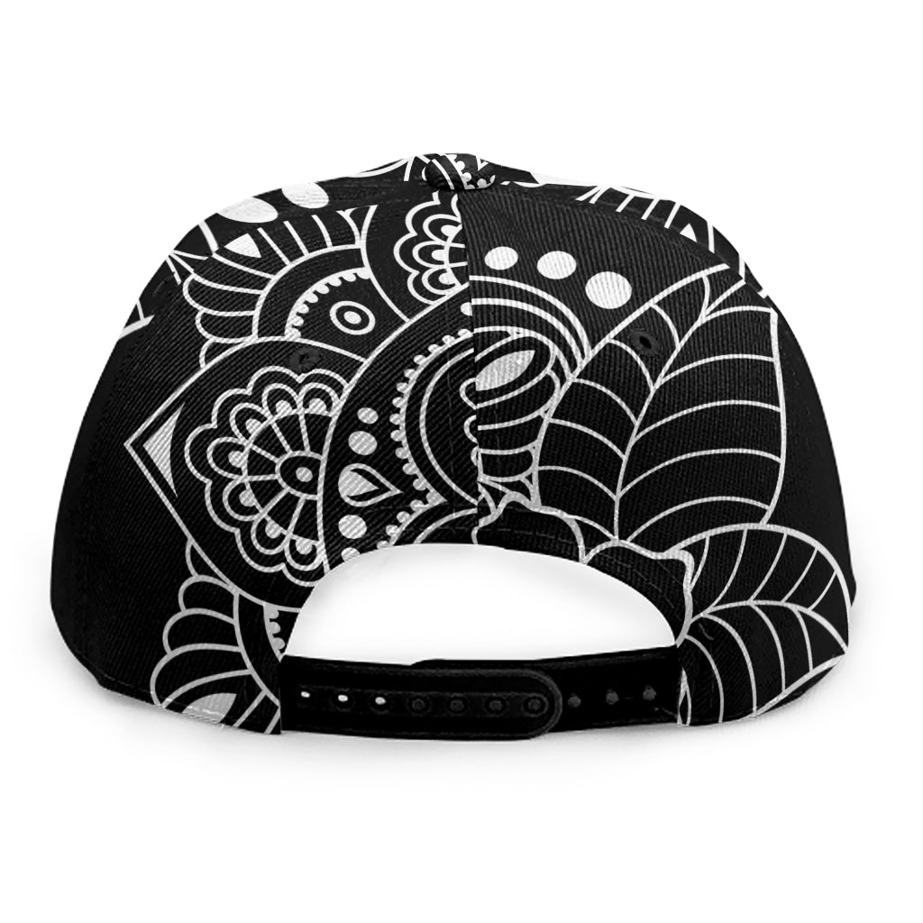 Black And White Om Print Snapback Cap