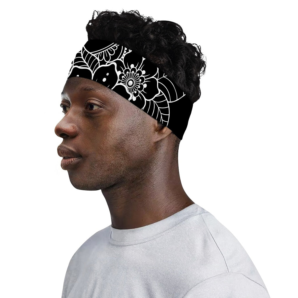 Black And White Om Print Sports Headband