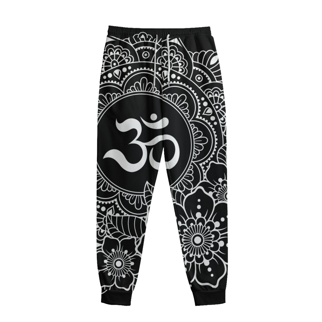 Black And White Om Print Sweatpants