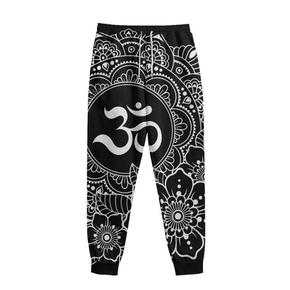 Black And White Om Print Sweatpants