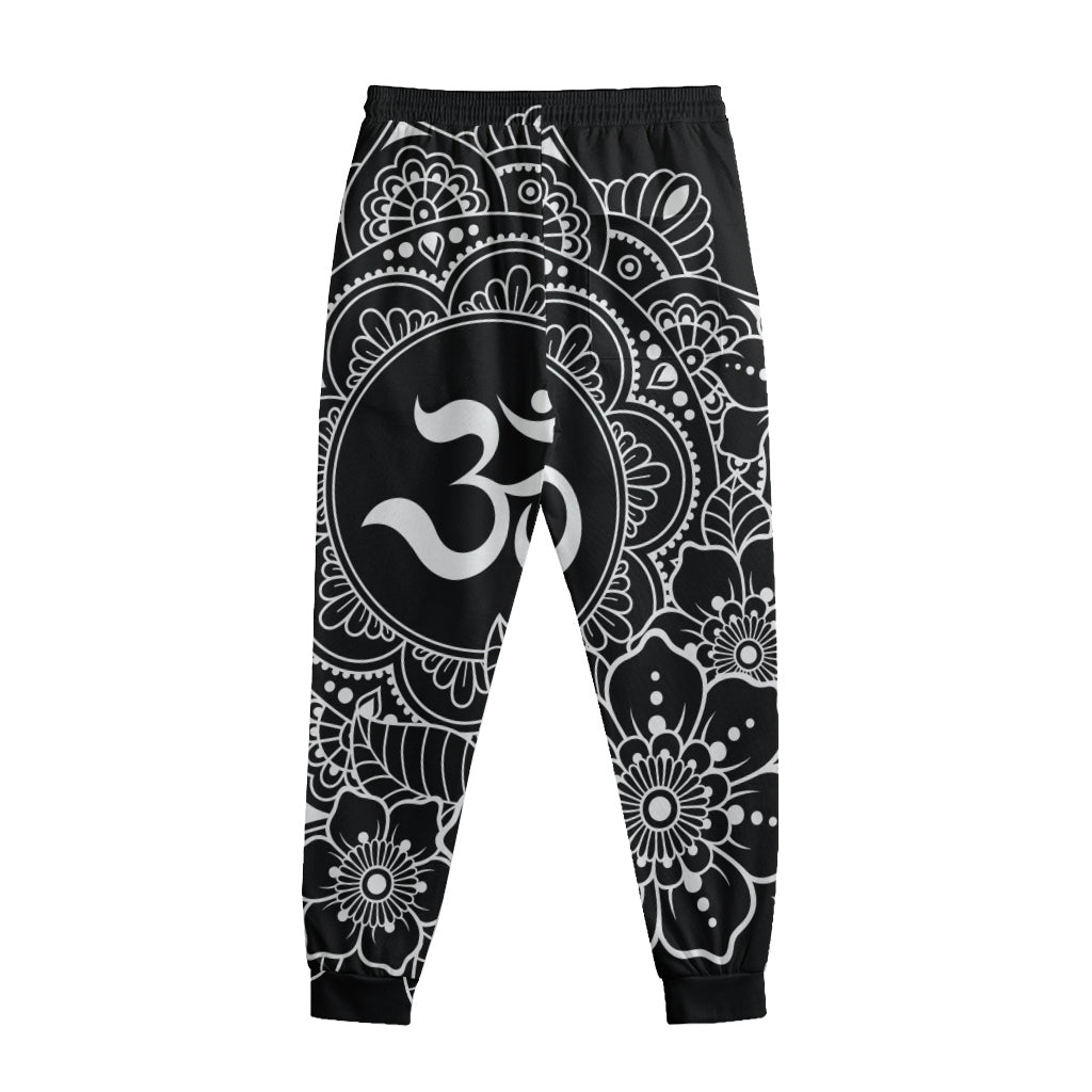 Black And White Om Print Sweatpants