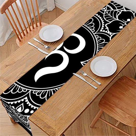 Black And White Om Print Table Runner