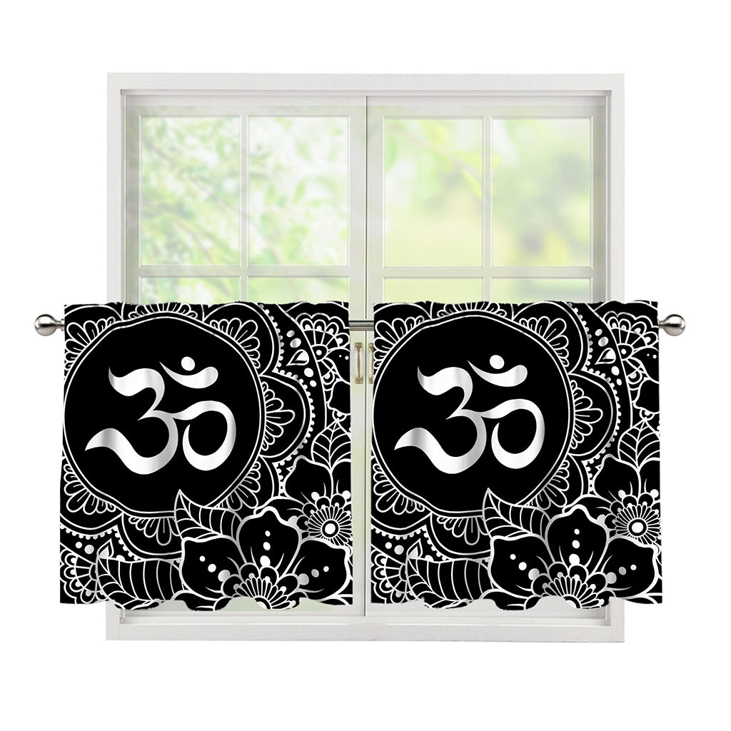 Black And White Om Print Tier Curtains