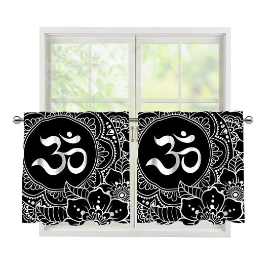 Black And White Om Print Tier Curtains