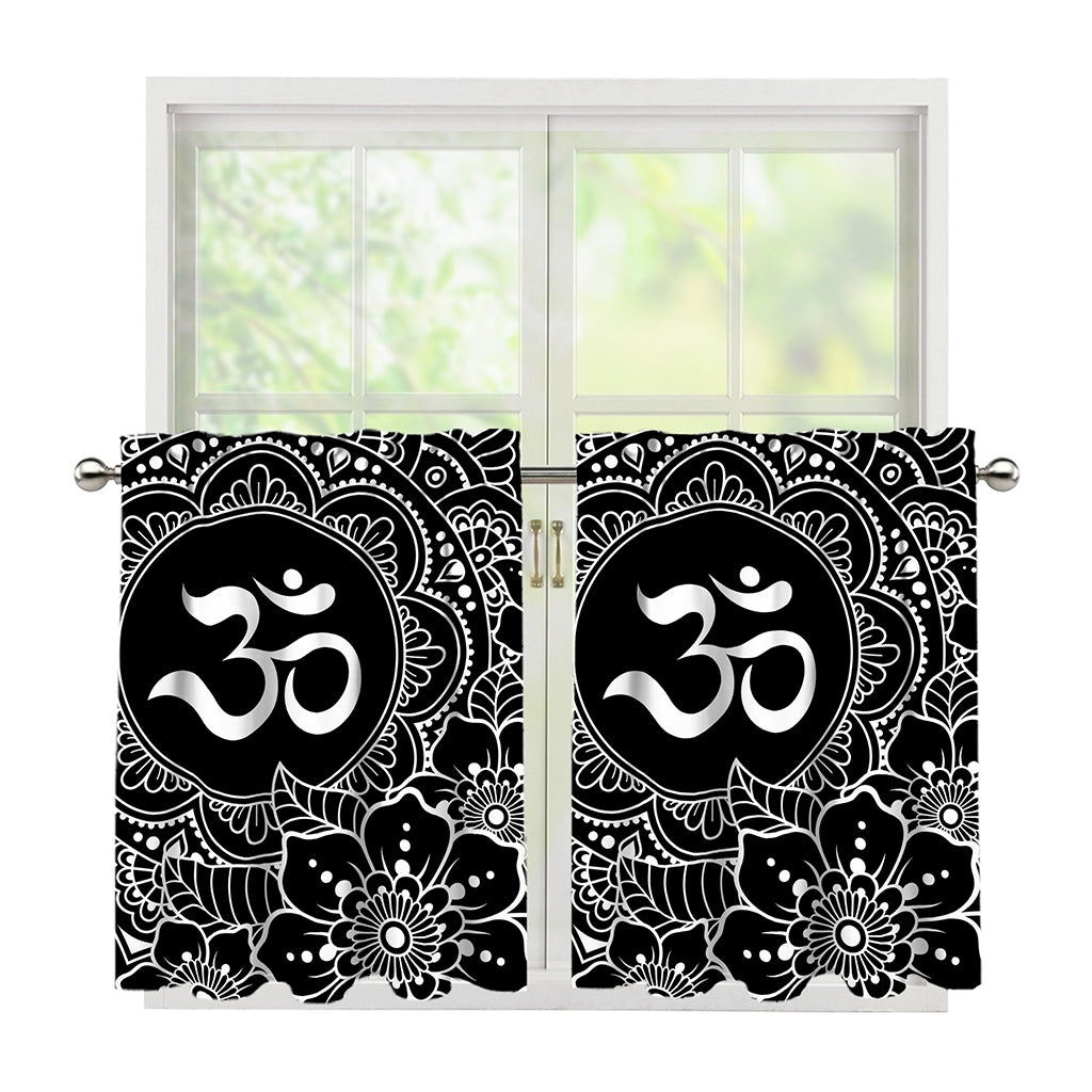 Black And White Om Print Tier Curtains