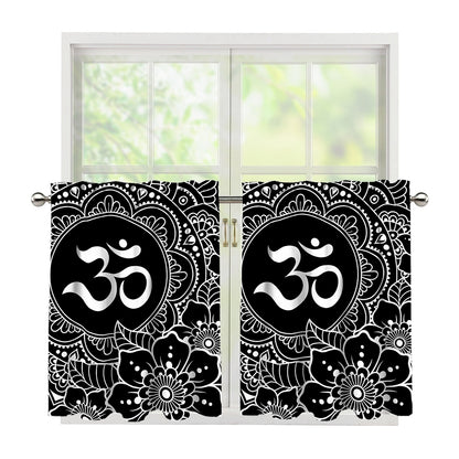 Black And White Om Print Tier Curtains
