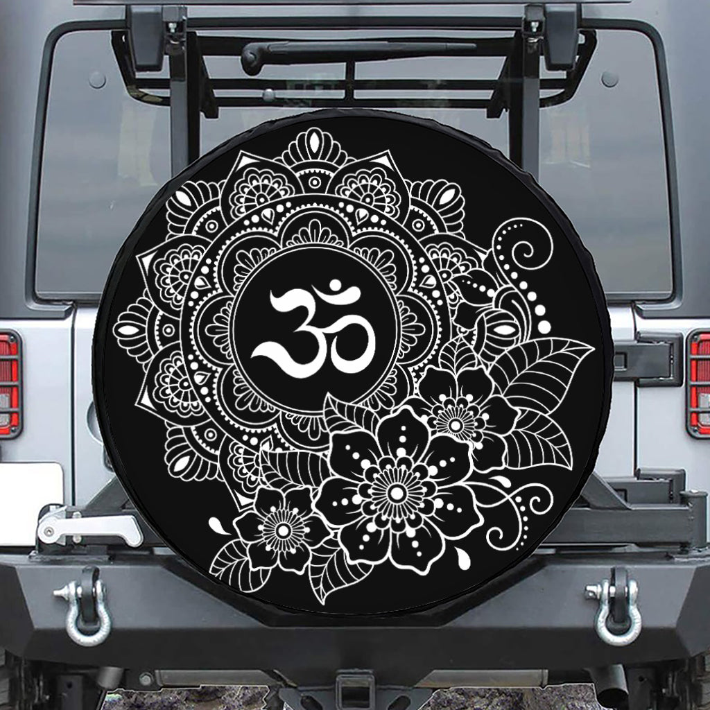 Black And White Om Print Tire Cover