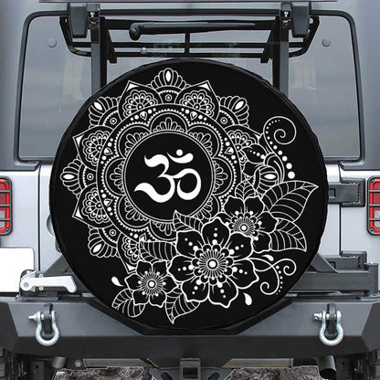 Black And White Om Print Tire Cover