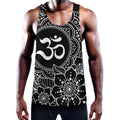 Black And White Om Print Men's Workout Tank Top