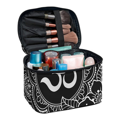 Black And White Om Print Travel Makeup Bag