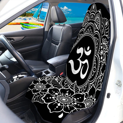 Black And White Om Print Waterproof Car Seat Cover