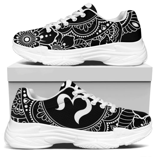 Black And White Om Print White Chunky Shoes