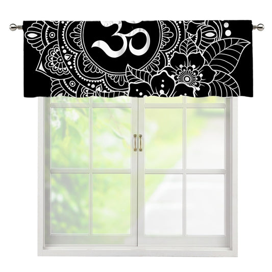 Black And White Om Print Window Valance