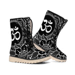 Black And White Om Print Winter Boots