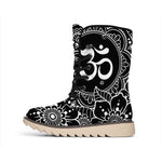 Black And White Om Print Winter Boots