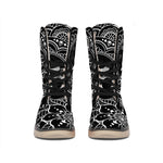 Black And White Om Print Winter Boots