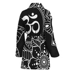 Black And White Om Print Women's Bathrobe