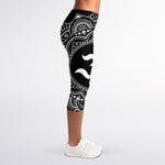 Black And White Om Print Women's Capri Leggings