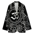 Black And White Om Print Women's Cotton Blazer
