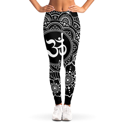 Black And White Om Print Women's Leggings
