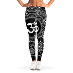 Black And White Om Print Women's Leggings