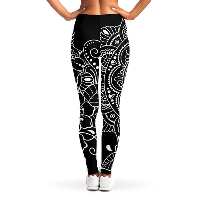 Black And White Om Print Women's Leggings