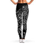 Black And White Om Print Women's Leggings