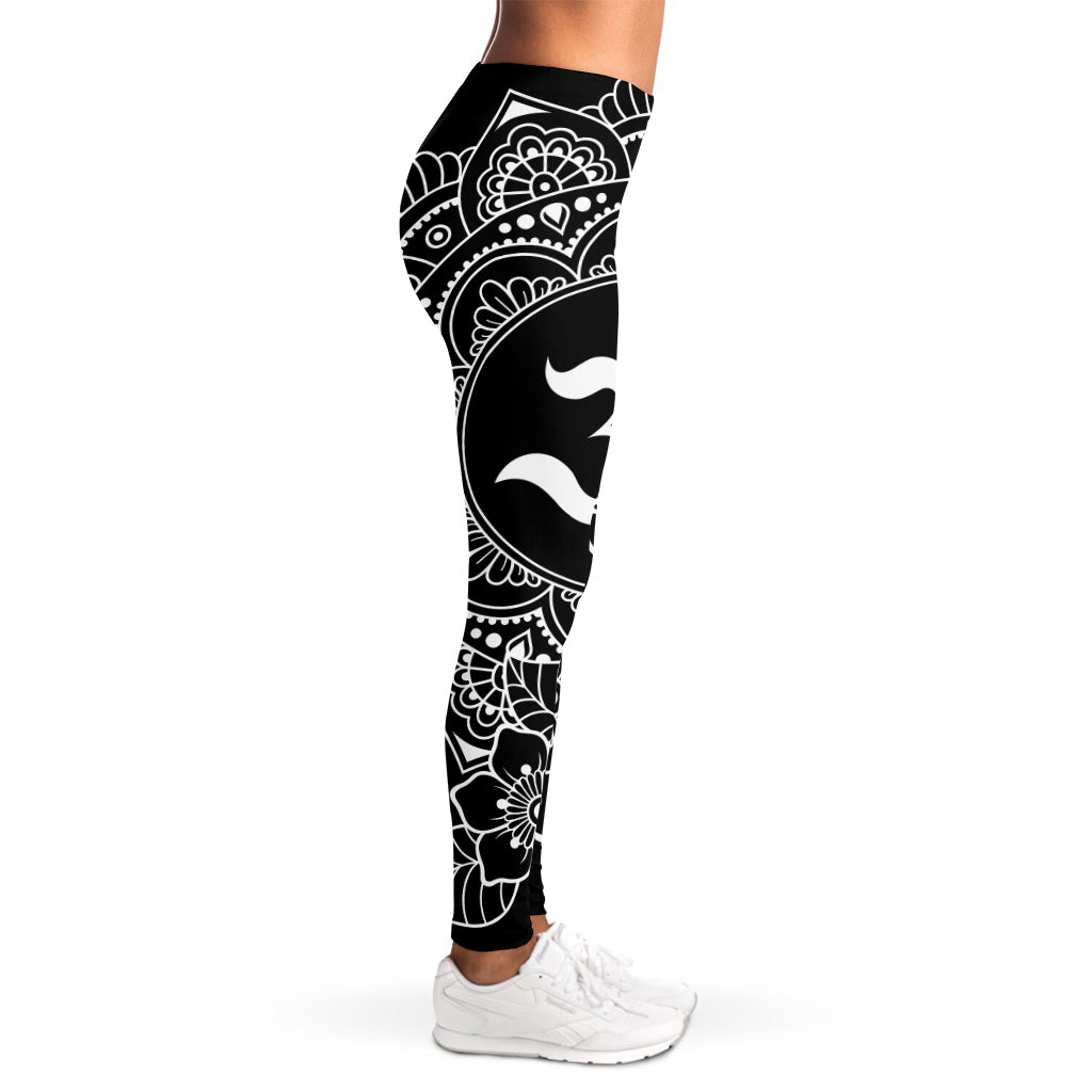 Black And White Om Print Women's Leggings