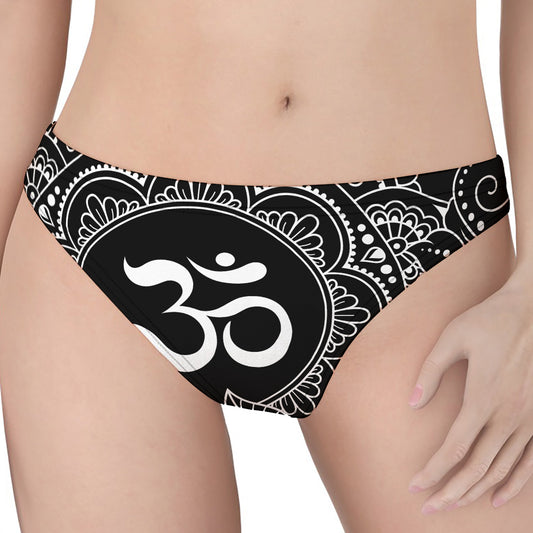 Black And White Om Print Women's Thong
