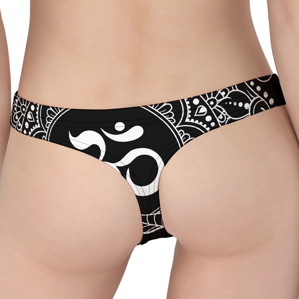 Black And White Om Print Women's Thong