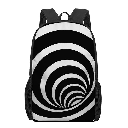 Black And White Optical Illusion Print 17 Inch Backpack