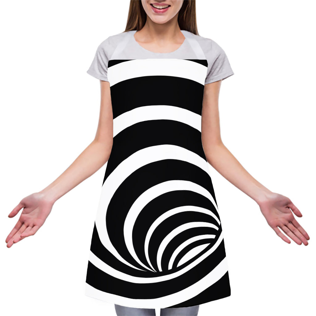 Black And White Optical Illusion Print Adjustable Apron