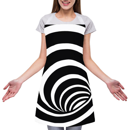 Black And White Optical Illusion Print Adjustable Apron