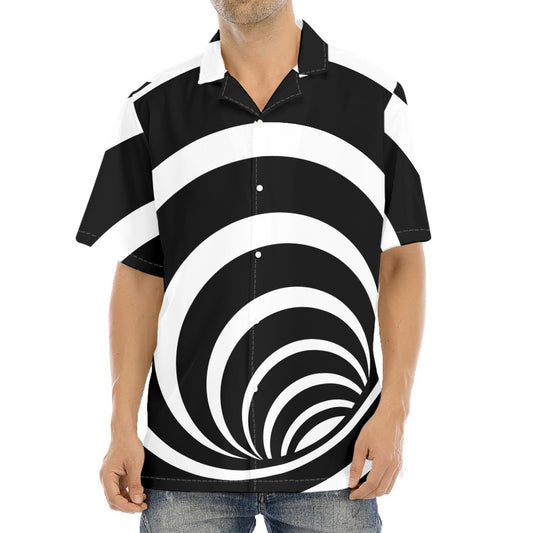 Black And White Optical Illusion Print Aloha Shirt