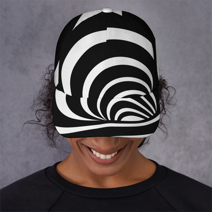 Black And White Optical Illusion Print Baseball Cap
