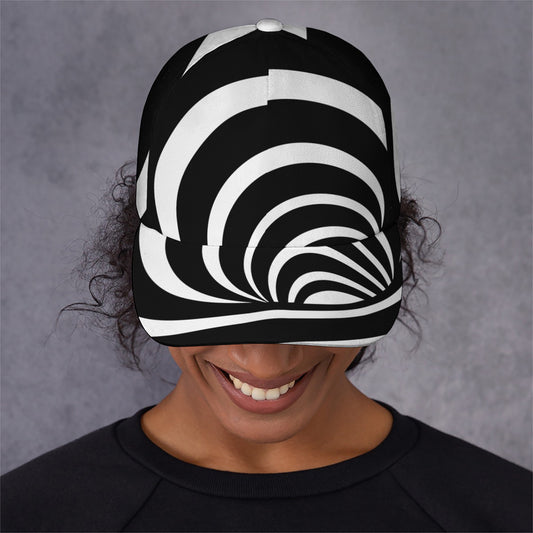 Black And White Optical Illusion Print Baseball Cap