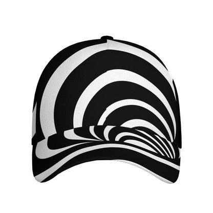 Black And White Optical Illusion Print Baseball Cap
