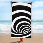 Black And White Optical Illusion Print Beach Towel