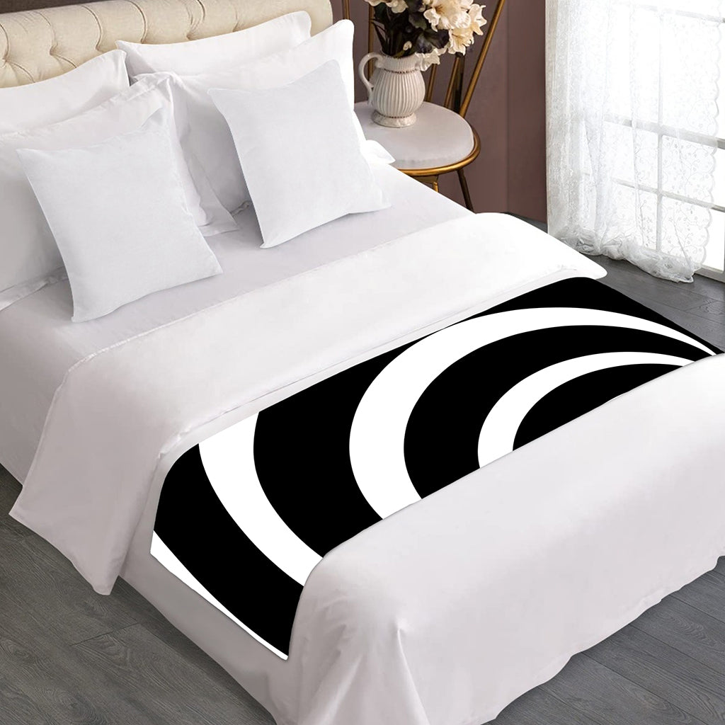 Black And White Optical Illusion Print Bed Runner